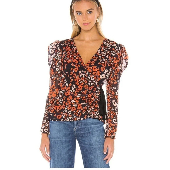 ASTR The Label Leopard Print Lissa Wrap Top  NWT - Picture 4 of 5